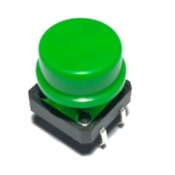 button tact switch 12x12x6 พร้อมฝาครอบ สีเขียว